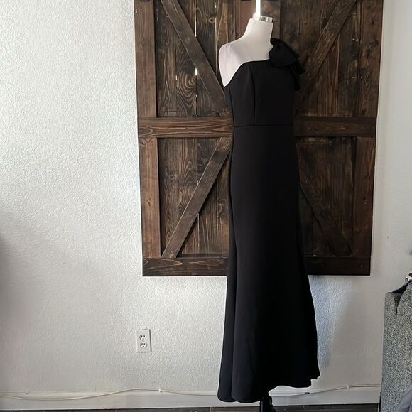 Sexy Sleeveless One Shoulder Ruffle High Split Party Evening Long Formal Dress - Picture 4 of 12